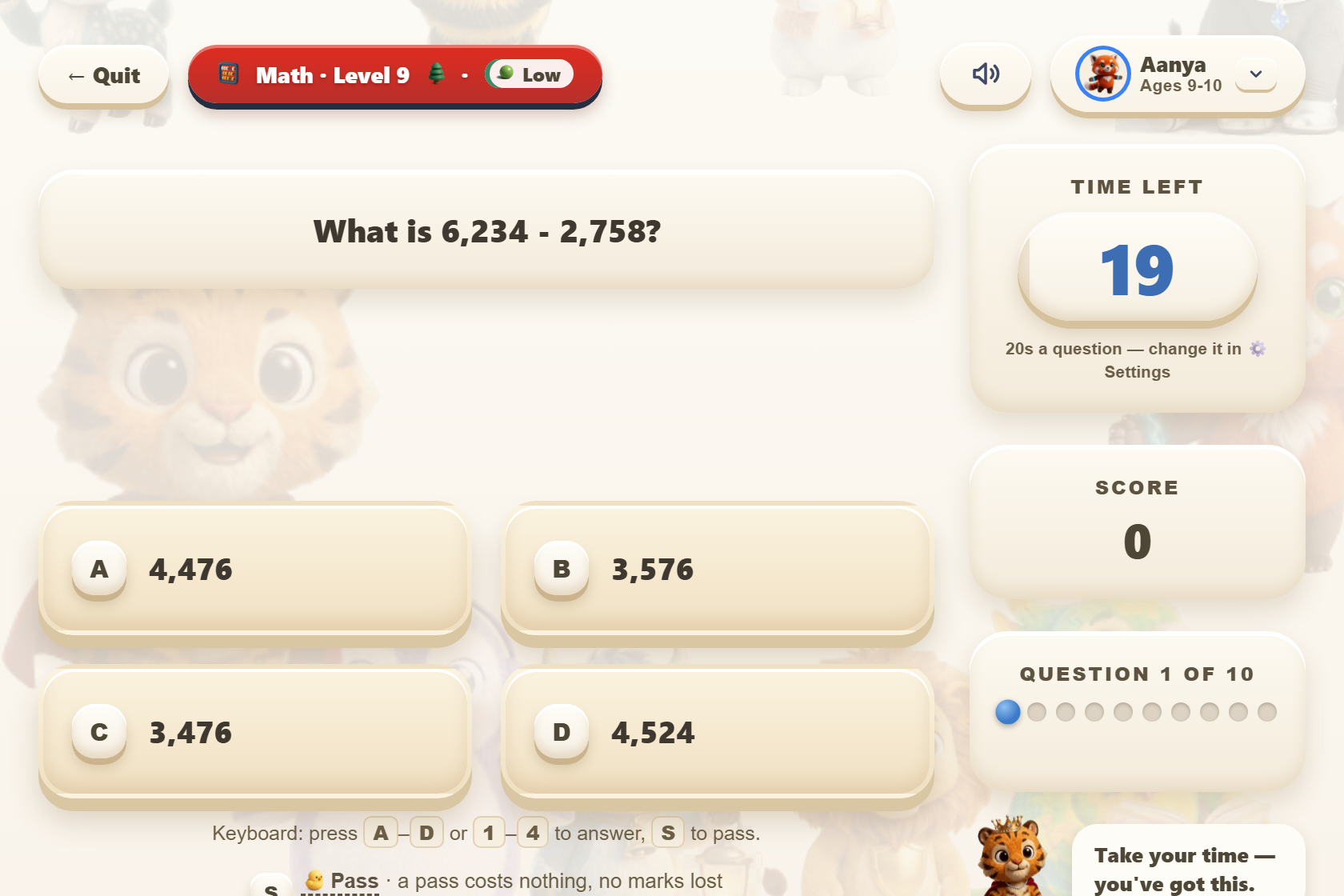 TaniLearn quiz round — timed questions with instant feedback